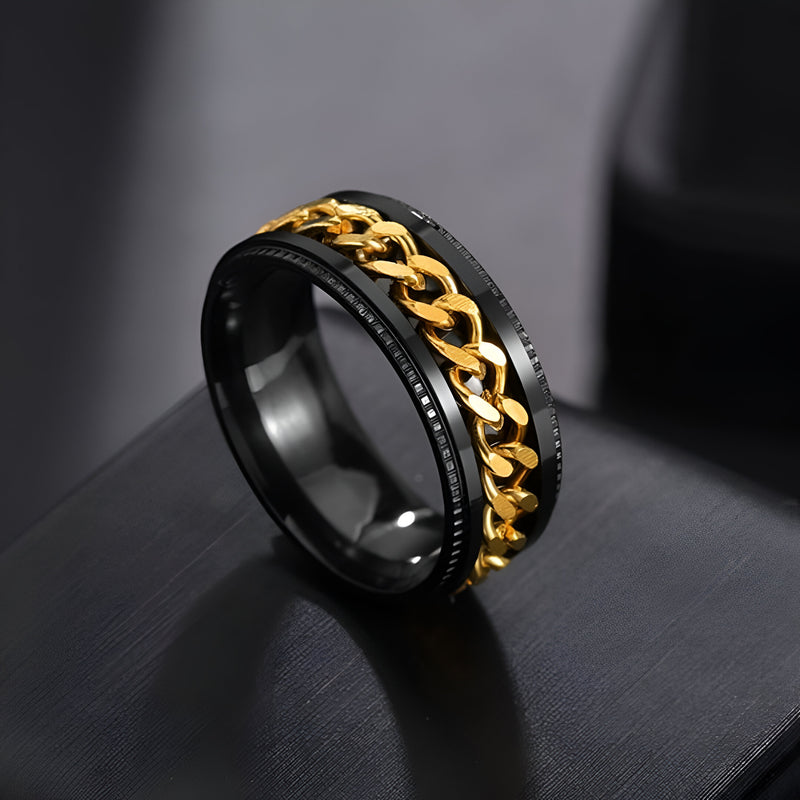 ANELLO CON CATENA GOLDGREYMON - NERO E ORO